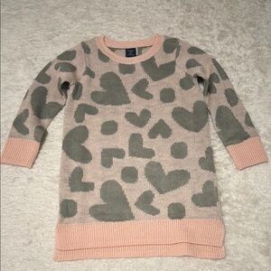 GAP Pink and Gray Heart Sweater